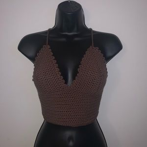 Taupe Crocheted Halter Top